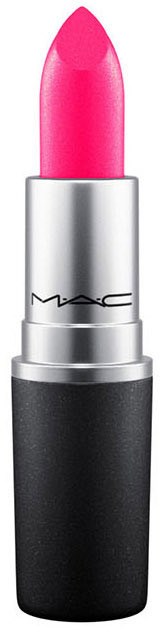 Een roze lipstick in een zilveren en zwarte huls.