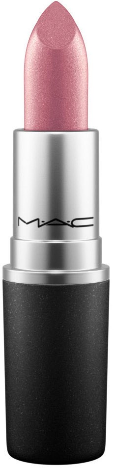 Lippenstift met roze kleur in een zilver en zwart huls.