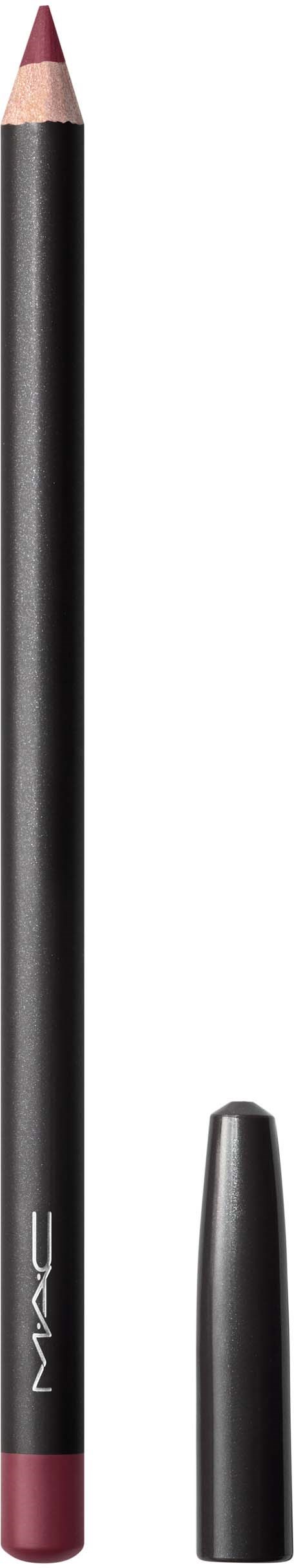 A pencil with black and pink colors, the cap is removed, showing the sharpened tip.