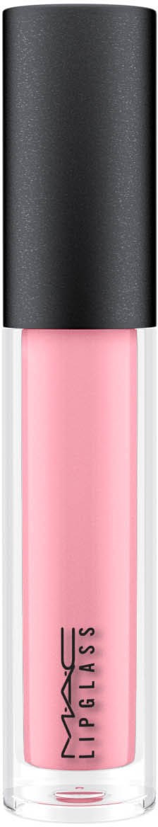 En liten tube med rosa flytende leppestift med svart kork og MAC EyeGloss-merke på den.