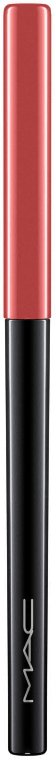 Ein zweifarbiger Lipgloss mit rosa Oben- und schwarzen unteren Bereich, mit MAC-Logo. Der Glanz ist schlank und zylindrisch.
