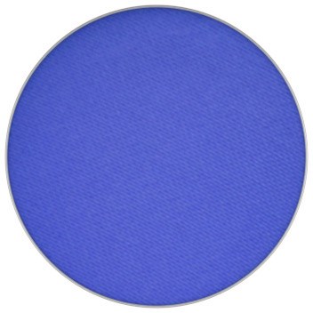 En rund, blå makeup blush med en glat, mat overflade.