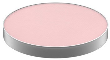 En rund rosa disk med silverkant, verkar vara en makeuppuff eller svamp.