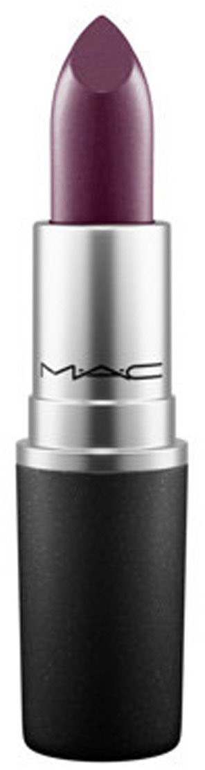 Ein lila Lippenstift in einem silber-schwarzen Behälter.