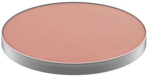 A round, pink-colored compact with a textured surface and a silver edge. It looks like a makeup or blush product.