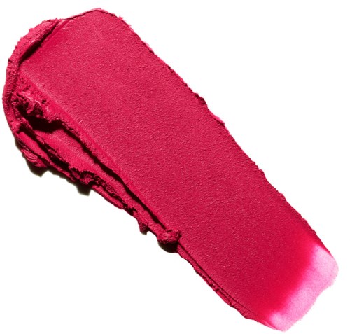 En ljus rosa makeupprodukt, troligen läppstift eller rouge, med ett smutsigt utseende och rund form.