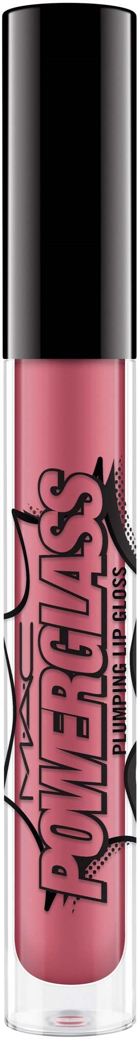 A pink lip gloss tube with a black cap, featuring a "Powerpuff Girls" logo on it.