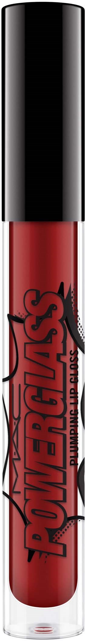 A lip gloss tube with a black cap and red gloss inside, featuring a "Powerpuff Girls" design.