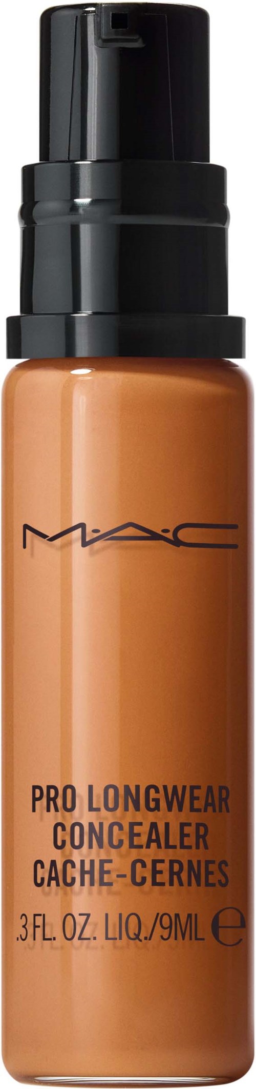 Fles met MAC Pro Longwear Concealer in lichtbruine kleur met zwarte pomp.