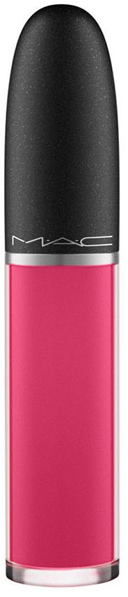 Ein Lippenstift mit schwarzem Deckel und sichtbarem rosa Lippenstift.