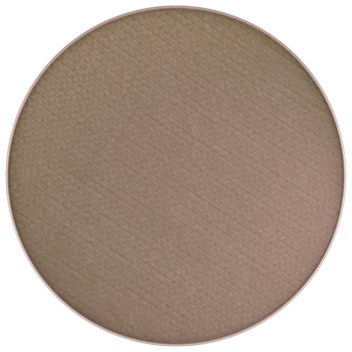 En rund beholder med beige pulver, kanskje makeup eller kosmetikkpudder.