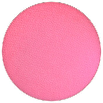 En rosa sirkulær makeup-blush uten synlig tekst eller design.