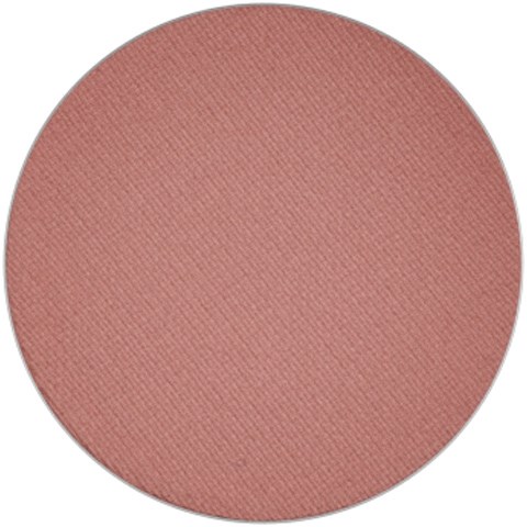 En rund blush med blød rosa farve og tekstureret overflade.