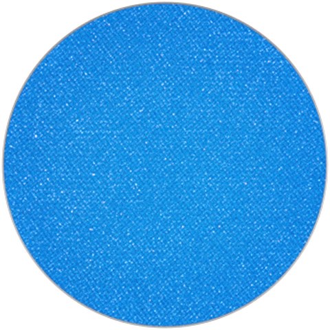 Ett tydligt blått cirkulärt föremål med glittrig, texturerad yta.