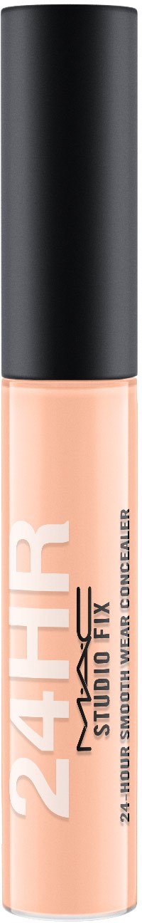Ein beiges Lippen Gloss-Röhrchen mit schwarzem Deckel, beschriftet mit "24HR STUDIO FIX" und "NARS for BECCA".