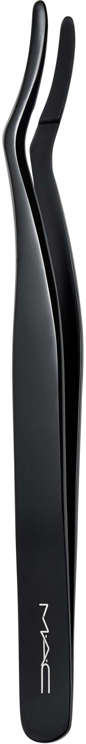 Black eyelash curling tool with curved ends and MAC logo on the handle.