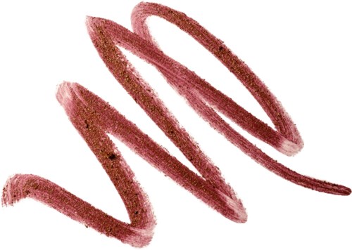 Pinkrote Lippenstiftspuren mit gewellter Form vor weißem Hintergrund.