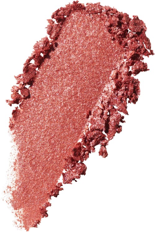 Roze gekleurd poeder met een glad midden en ruwe randen. Lijkt op make-up of oogschaduw.