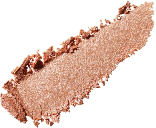 Knust brun øjenskygge eller makeup-pulver med ujævne kanter og en glat, skinnende overflade.