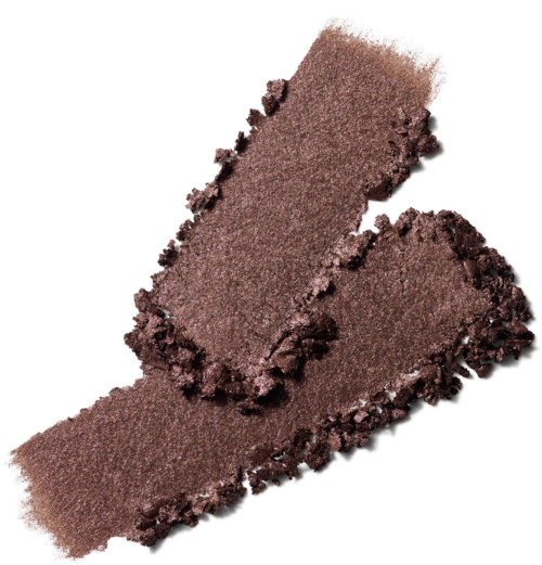 Two brown eyeshadow swatches with shimmery finishes, partially broken and overlapping.