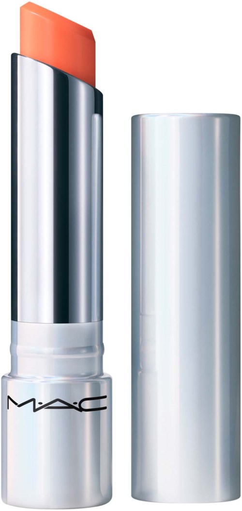 Lippenstift met een zilveren huls, met een koraalkleurige lippenstift, zonder dop.