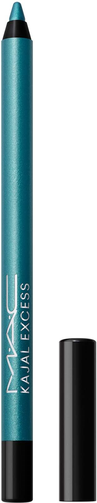 Niebieska kredka do eyelinerów z czarną nakładką i końcówką, oznaczona MAC Kajal Excess.