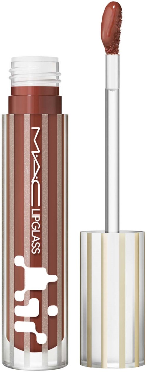 Lippenbalsemachtige met applicator, bevat bruinroze glans.
