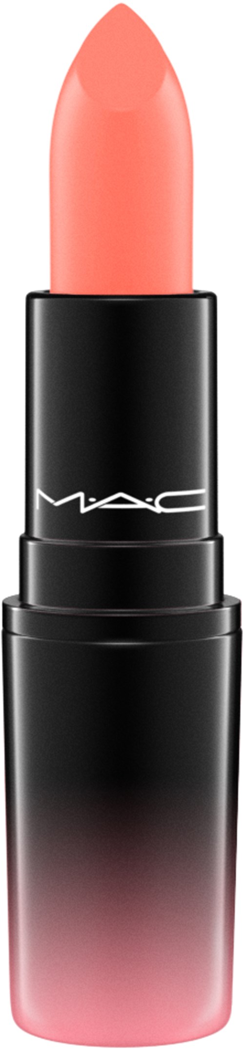 Ein hellrosa Lippenstift in schwarzem Gehäuse mit rosa Farbverlauf von MAC.