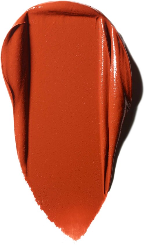En klick orange läppstift med slät, glansig yta och spetsig ände.