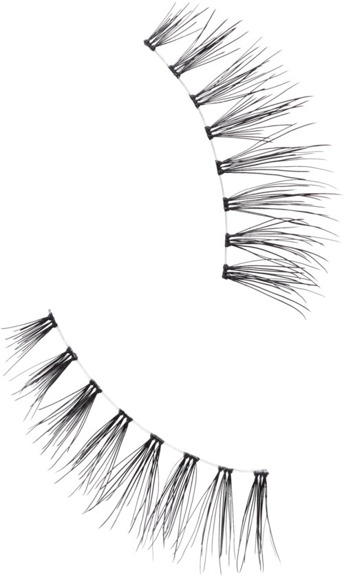Zwei Sets von falschen Wimpern, gebogen, mit dicken, langen schwarzen Synthetikfasern.