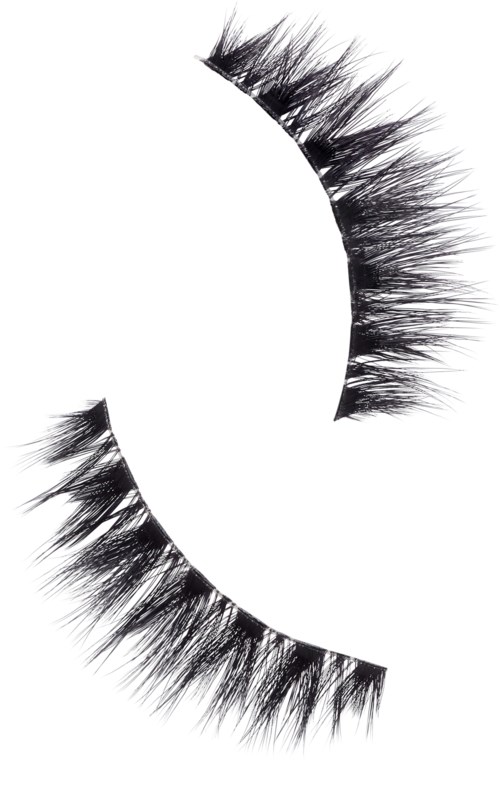 Zwei schwarze Wimpern sind in einer gebogenen Form auf einem weißen Hintergrund angeordnet.