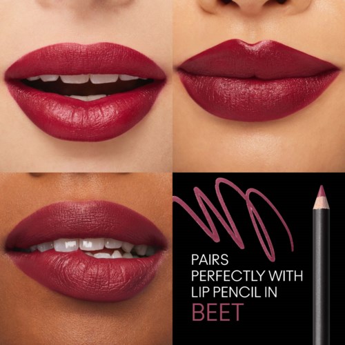 Zwei Lippenpaare zeigen verschiedene Lippenstiftfarben, mit Lippenstift und Text über passenden Lippenstift in Rüben.