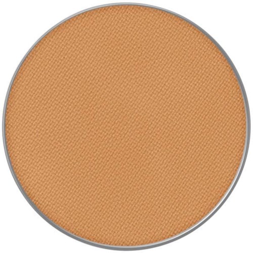 En rund orange makeup-pudder med en sølvkant.