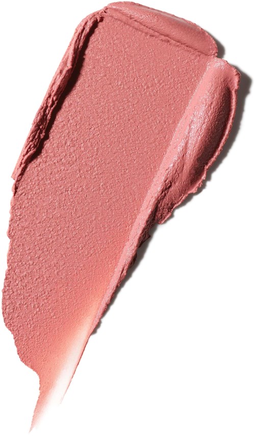 Roze make-up test met een gladde, romige textuur en een lichte glans.
