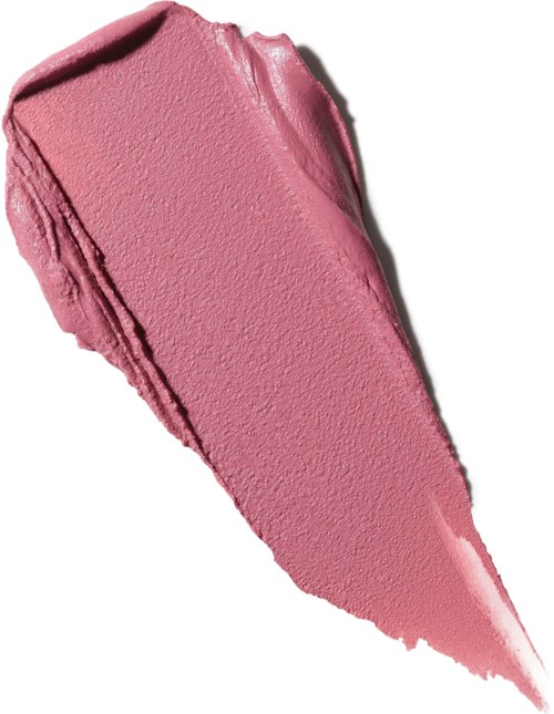 Roze make-up crème met een gladde, romige textuur en schuine vorm.