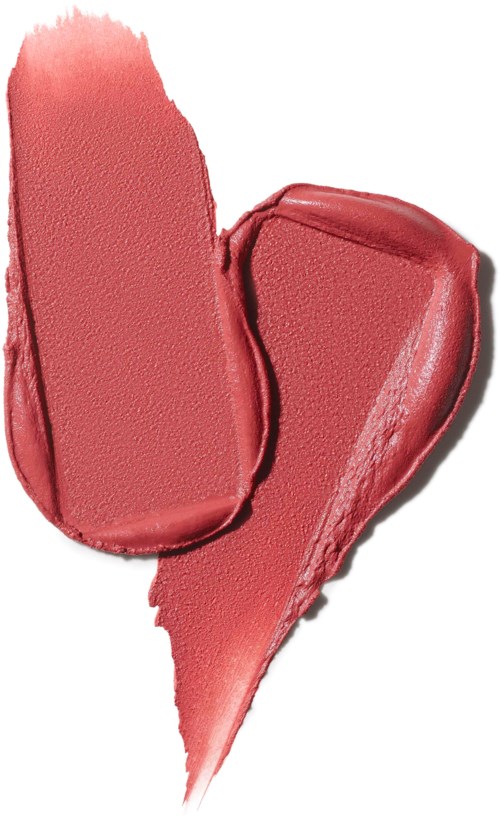 Hart vorm met lipstick-swipe in roze-rode kleur, symboliseert liefde en schoonheid.