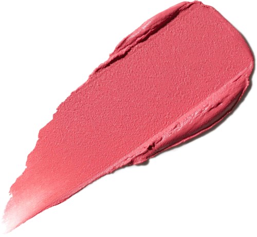 Een roze lippenstiftveeg met een gladde textuur en afgeronde randen.