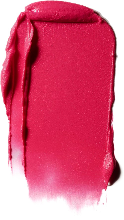 A pink lipstick smear art with a textured, uneven edge and rounded top.