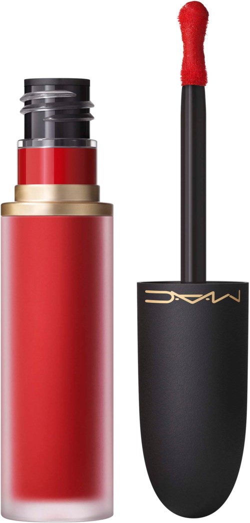 Ein roter Lippenstift in einer Tube mit Applikator daneben.