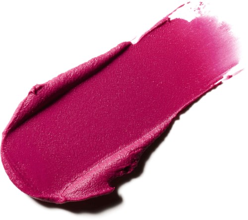 A bold, pink lipstick smear with a shiny, smooth texture on a white background.