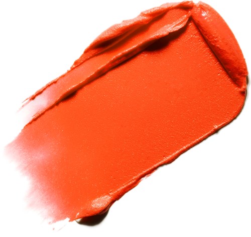 A red lipstick smear with glossy texture and a smooth, rounded shape.