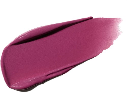 Pink lipstick smear on white background, smooth texture with a shiny appearance.