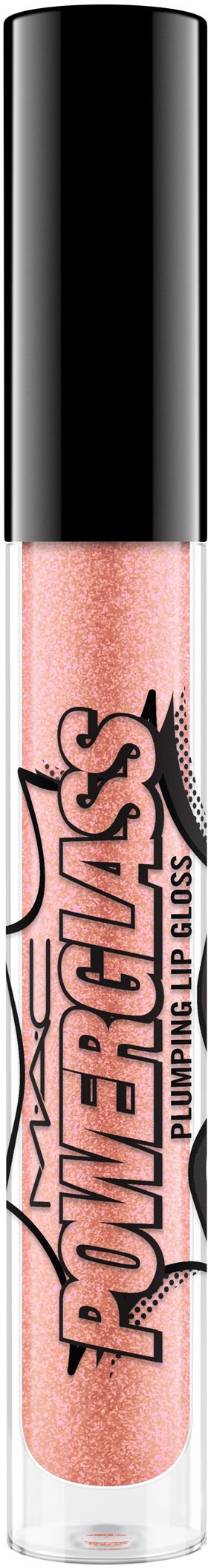 Ett läppglansrör märkt 'Powerpuff Girls' med rosa färg och svart lock.