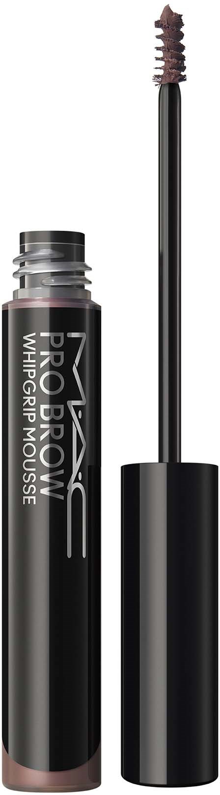 Czarna tubka MAC Pro Longwear Whipped Lipstick z wyciągniętym aplikatorem, pokazująca produkt.