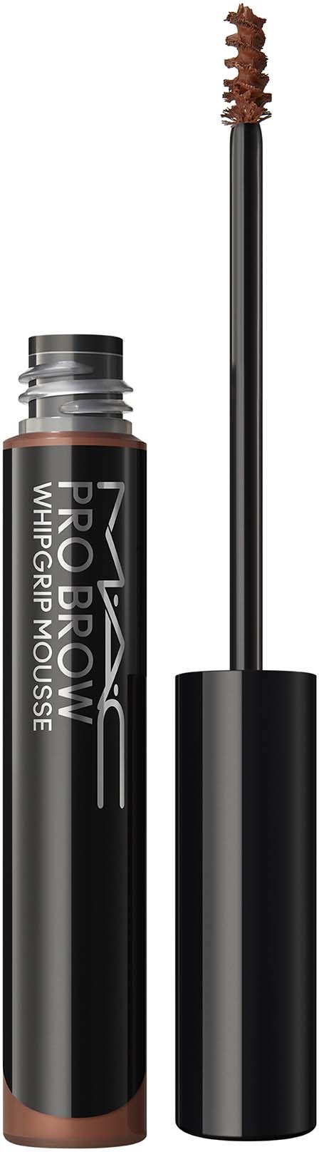 MAC Pro Direct Whipped Upturn mascara w słoiczku bez szczoteczki, pokazuje szczoteczkę i produkt w środku.