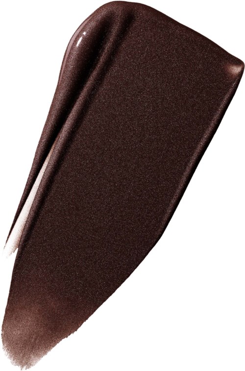 A swatch of dark brown, shimmery nail polish with a smooth, curved edge.