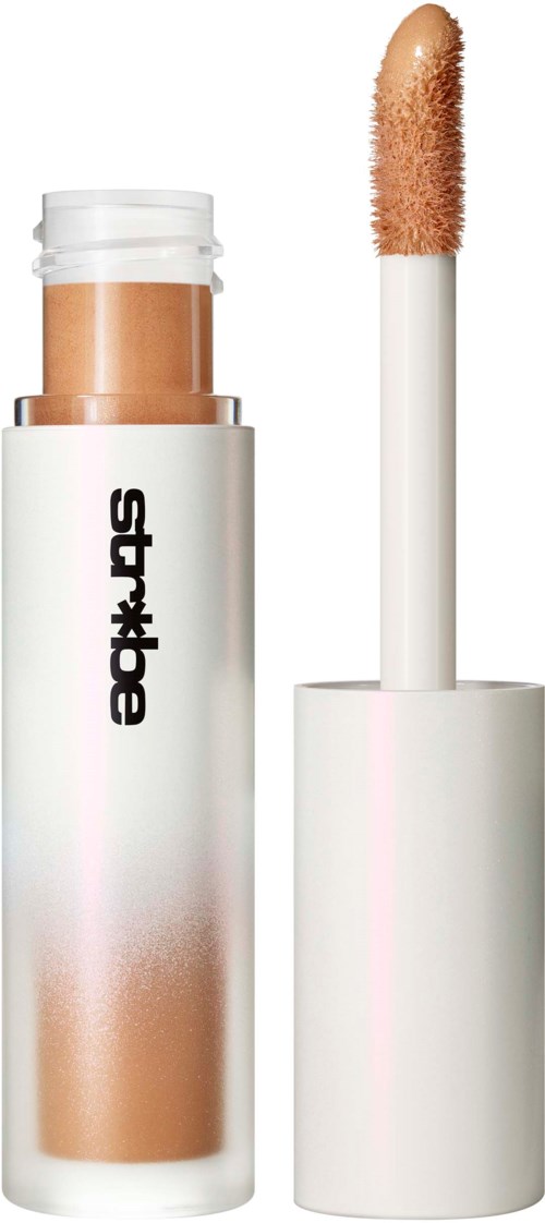 A stick of highlighter with a white cap and a beige crayon tip.