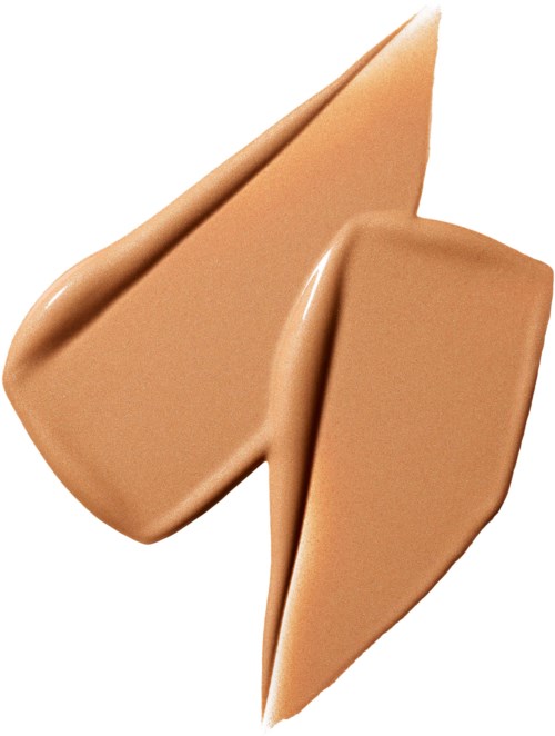 Two streaks of beige foundation or concealer on a white background.