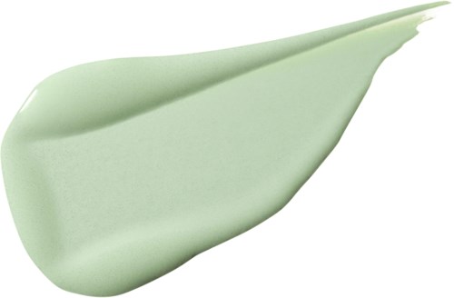 A green eyeshadow swatch with a smooth, shiny texture and slightly blended edges.