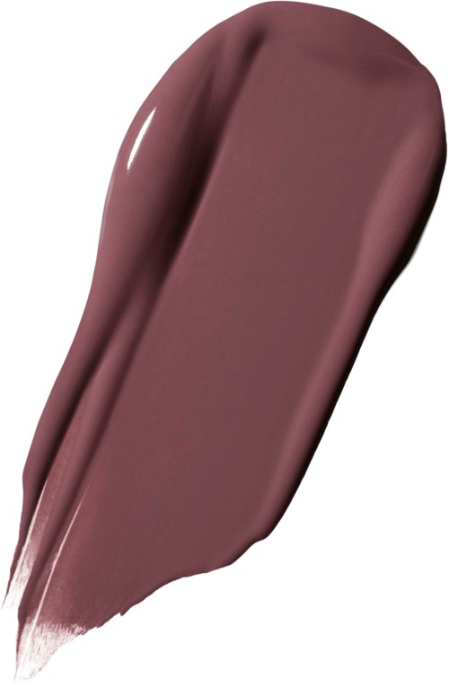 A swatch shows a soft, light purple lipstick with a smooth, shiny surface.